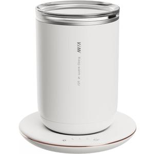 Self Heating Coffee Mug,10oz Heated Mug with Warmer,Smart Temperature Cup from 100-149℉,Keep Beverages Warm & Self Stirring,White