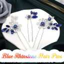 Casdre Crystal Bride Wedding Hair Pins Silver Pearl Bridal Hair Pieces Flower Hair Accessories for Women and Girls(Pack of 3) (B Blue)