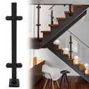 Glass Railing Middle Post 43.5" 304 Stainless Steel Glass Balustrade Post System with Clamp for Indoors & Outdoors Railing of Deck, Balcony, Attic, Staircase (Black)
