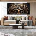 Tree Pictures Wall Decor Bedroom Black and Gold Wall Art for Living Room Large Wall Art for Office Large Size 29" x 58"