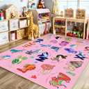 Kids Rugs for Playroom Educational Rug for Learn The ABC Alphabet, Soft Machine Washable Non-Slip Cute Carpet for Classroom Toddler Nursery Kids Room Decor Mat