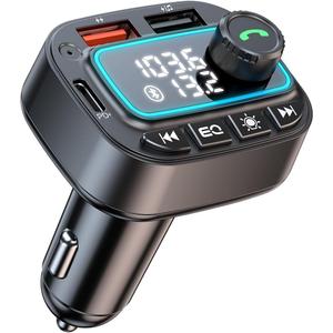 Bluetooth 5.3 Car Adapter FM Transmitter, 42W (PD30W & 12W) USB C Car Charger Wireless Radio Receiver, Hands-Free Calling MP3 Audio Player Cars Kit, Light Switch & Fast Charging & Deep Bass (Black)