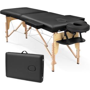 Massage Table Portable Lash Bed: Foldable Physical Therapy Table for Spa Tattoo (Black)