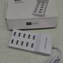 USB Charger Station Block with Rapid Charging Auto Detect Technology Safety 10-Port Family-Sized Smart USB Ports for Multiple Devices Smart Phone Tablet Headphones