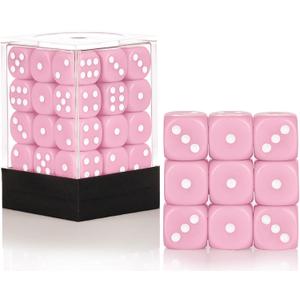 36 of Pack 12MM 6 Sided MINI Dice Set,Solid Pink Game Dice Set, 6 Sided Standard Colored Dices for Tenzi, Bunco or Teaching Math,with Portable Plastic Box(Pink)