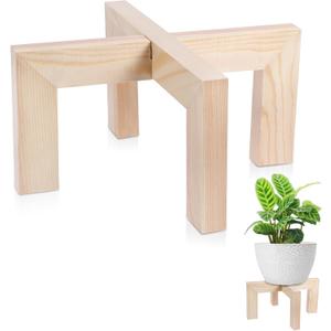Plant Stand, Indoor/Outdoor Wood Plant Holder, Single Flower Pot Stand, Sturdy Planter Stands, Fit 5-9 Inch Pots (Nature-1Pack)