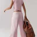 SUUKSESS Women 2 Piece Matching Lounge Workout Sets Outfits Sleeveless Cropped Tops Summer High Waisted Wide Leg Pants (M)