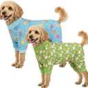 2-Pack Easter Dog Pajamas Pet Jumpsuits Puppy Pjs with Easter Egg Bunny Patterns Dog Rabbit Onesie Breathable Jammies Rabbit Costume Outfit Clothes for Small Medium Large Dogs XL