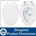 Mayfair Linden Slow Close Toilet Seat, Non Slip Heavy Duty Wood, Easy Install, Elongated, White