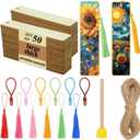 Rcpuirl 50 PCS Extra Large Thick Wood Bookmark with Tassels & Gift Ribbons  Unfinished Wooden Bookmarks to Paint, Bulk Blank Bookmarks for DIY Crafts, Painting, Wedding, Birthday Party Decors