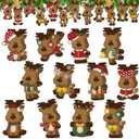 Barydat 36 Pcs Christmas Tree Ornaments Decorations Wooden Nutcracker Snowman Highland Cow Christmas Hanging Ornaments Xmas Tree Decorations Holiday Indoor Decor(Reindeer), Set Of 3