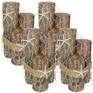 4 Sets Pirate Nautical Party Decoration Imitation Wooden Piling Nautical Driftwood Decor with Fishing Net Starfish Photo Props Party for Beach Birthday Pirate Nautical Party Home Outdoor Decor