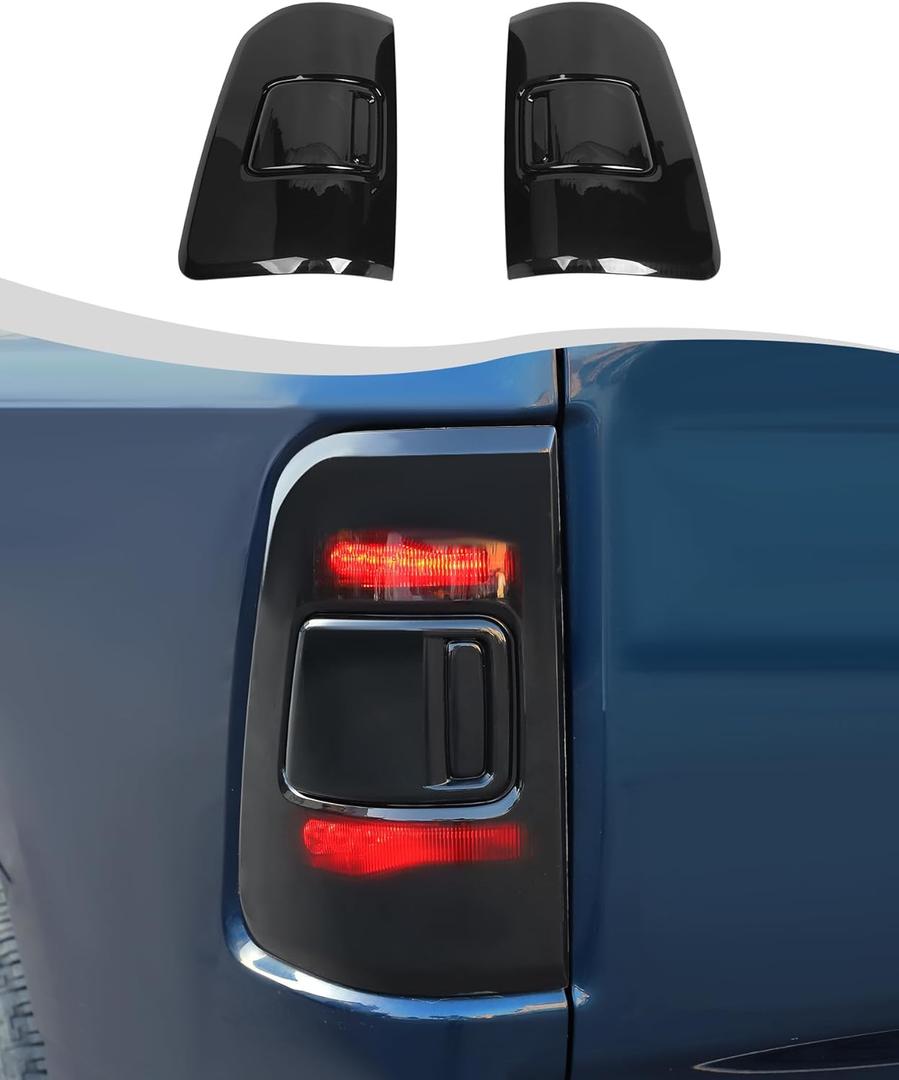Hoolcar Tail Light Lamp Cover Guard Trim Bezel Frame Decor Exterior Accessories Compatible with Dodge Ram 2018-2025, Smoked Black