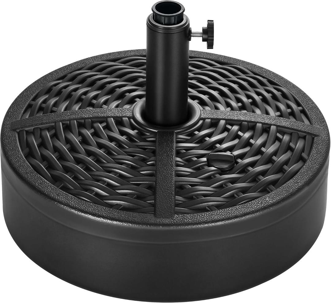 FLAME&SHADE Patio Umbrella Base Stand - 60 lbs 17.3" Fillable Outdoor Umbrella Base, Water Filled Heavy Duty Base for Table Market Umbrella Holder, Garden, Backyard, Pool, Beach(Black)
