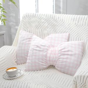 2 Pcs 12 x 18 Inch Big Pink Bow Pillow Coquette Party Throw Pillow Pink Coquette Decorations for Room Nursery Cushion Bed Sofa Couch Holiday Car Decor