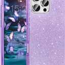 MATEPROX Compatible with iPhone 16 Pro Case[2024], Glitter Bling 3-Layer Shockproof Anti-Scratch Cover 6.3'' for Girls Women,Trendy Sparkle Protective Cases for iPhone 16Pro-Purple (iPhone 16 Pro 6.3'')