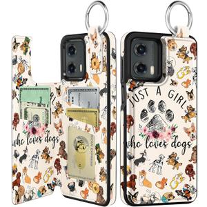 Shorogyt for Moto G 5G 2024 Wallet Case with Card Holder - Designer Dog Girl Pattern Kickstand Magnetic Clasp Back Flip Folio Leather Phone Cases for Women Men Girls for Moto G 5G 2024
