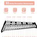 32 Notes Glockenspiel Xylophone Bell Kit, Professional Xylophones for Beginner with Adjustable Stand, Music Stand, Sticks, Aluminum Percussion Instrument Set for Adult (silvery)