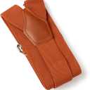 Brown Initial Suspenders for Men Wedding Dress Pants Adjustable 4 to 3 Hooks Elastic Y Back 1.4 Inches (Brown)