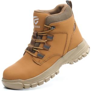 Steel Toe Boots for Women Men Slip & Puncture-Resistant Safety Boots Industrial Construction Steel Toe Shoes for Warehouse, Outdoor Work Black (8.5 Women/7 Men, Yellow)