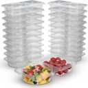 Reusable Snack Containers with Lids 10 Pack Double Compartment Portion Control Snack Containers Leakproof Divided Food Storage Cups Stackable Travel Snack Pack Containers