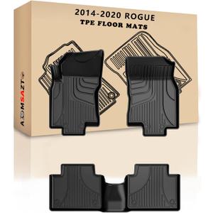 AOMSAZTO Car Floor Mats Custom Fit for 2020 2019 2018 2017 2016 2015 2014 Nissan Rogue(Not for Rogue Sport),All-Weather Floor Mat Liners Front & Rear Row Full Set Liner Non-Slip TPE Odourless, Black