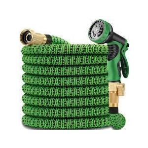 50 ft Expandable Garden Hose with 10 Patterns Nozzle,No Kink, Flexible Expanding Water Hoses with 3/4" Solid Fittings and 6-Layer Latex Core - Garden Hoses