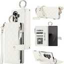 KIHUWEY for Galaxy Z Fold 7 Wallet Case with Card Holder Premium Leather Magnetic RFID Blocking Shockproof Zipper Wrist Strap Lanyard Cover for Samsung Galaxy Z Fold 7 8.0 Inch (White)