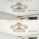 19.1" Crystal Chandelier, Modern 6 Light Flower Semi Flush Mount Ceiling Light, Dining Room Light Fixtures Over Table, Floral Ceiling Lamp for Bedroom Room, Living Room, Entryway, Foyer