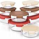 STARLATTA 8pcs Glass Food Storage Containers with Lids, Kitchen Large Lunch Fruit Sandwich Storage Containers for Fridge, BPA-Free, Dishwasher&Microwave Safe, Leak-Proof for Meal Prep