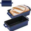 Northriver Casting 2 in 1 Enameled Cast Iron Bread Pan with Lid, Perfect Bread Oven, Loaf Pans for Baking Homemade Sourdough Bread 9x5, 2 Piece set, Navy Blue