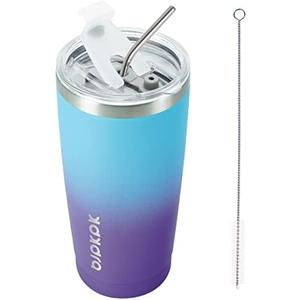 BJPKPK 20 oz Stainless Steel Vacuum Insulated Tumblers with Lids and Straw Reusable Travel Water Mug Double Wall Coffee Cup for Women and Men,Ocean Dream