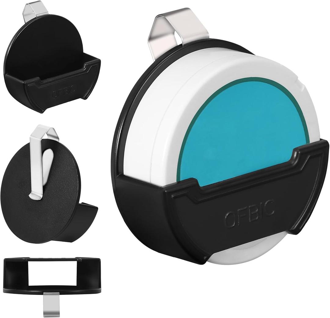 Pouch Can Holder for Car & Belt Fits ZYN Standard Can Tins (2.76" Dia x 0.78" Thick), Clips to Belt or Car Sun Visor, Compact Design for Quick Access, Great Gift for Nicotine Pouch Users (Black) (Plastic)