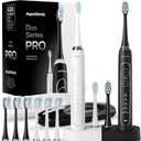 Aquasonic Duo Series PRO  Ultra-Whitening Electric Toothbrush Set  5 Modes & Smart Timers  Premium Travel Cases & 10 Proflex Brush Heads  ADA Accepted Toothbrushes