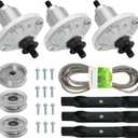 48" inch Deck Blade Spindle Belt Idler Kit Fits for John Deere X110 X120 D140 155C LA130, Spindle GY20454 GY21098 GX21833 GY20852, Includ Blade GX21784 GY20852, 1/2"x141" Belt GX20571 GX21833