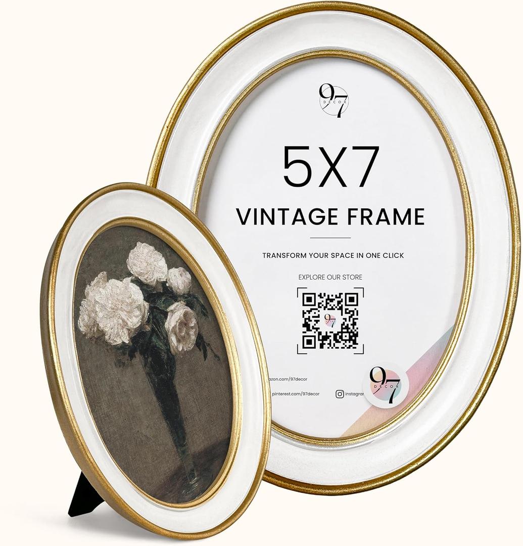 97 Decor Elegant Vintage Picture Frames 5x7 - Vintage Oval Picture Frame 5x7, Fancy 5 X 7 Antique Frames With Glass Front For Photo Display Tabletop And Wall Mounting