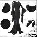 Adult Black Gothic Dress for Women Halloween Costumes with Accessories for Vampire Witch Costume Dress Up (Medium)