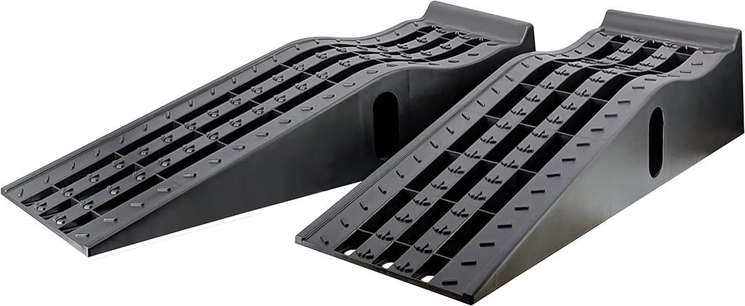 MaxxHaul 50515 6.25" Lift Car Ramps, 2-Pack 13,000lb GVW, Deep Grooved Surface for Stable Tire Placement, Heavy-Duty, Black