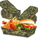 No Folding Required 100 Pack 2 Lb Camouflage Party Food Trays Camo Plates Birthday Party Supplies Camo Themed Nacho Food Holders Paperboard Tray Disposable Serving Trays
