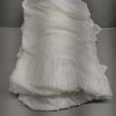 Striped Tufted Bed Skirt King Size, Ruffled Bed Skirts with Split Corners, King Bed Skirt 18 Inch Drop, Striped, Ivory, 18" King