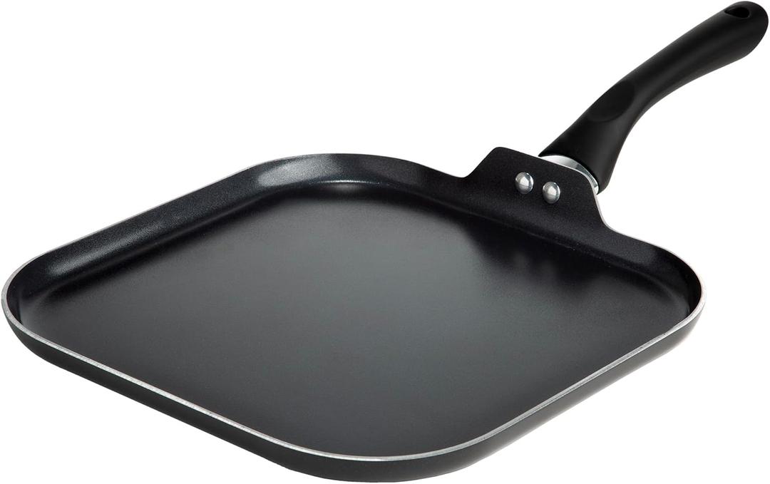 Ecolution Artistry Nonstick Square Griddle, Easy To Clean, Comfortable Handle, Even Heating, Dishwasher Safe Pots and Pans, 11-Inch, Black