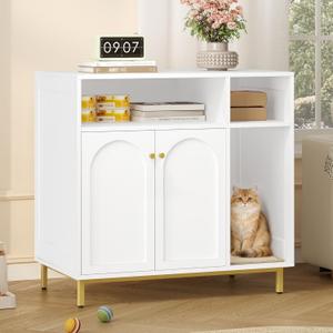 Hzuaneri Cat Litter Box Enclosure, Hidden Litter Box Furniture with Storage