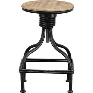 Benjara 20-30 Inch Swivel Counter Bar Stool, Vintage Metal Frame, Round Seat, Brown and Black