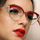 VOOGLAM Cat Eye Blue Light Blocking Glasses for Women with Crystal, Black Stylish Eyeglasse Anti UV Blue Light Eyestrain