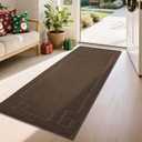 BEQHAUSE Door Mat 24" x 60", Non-Slip Door Mats Indoor Entryway Rugs Washable Low-Profile Absorbent and Stain Resist Floor Mats, Dog Door Mat for Front Back Door, Muddy Wet Shoes & Paws, Brown