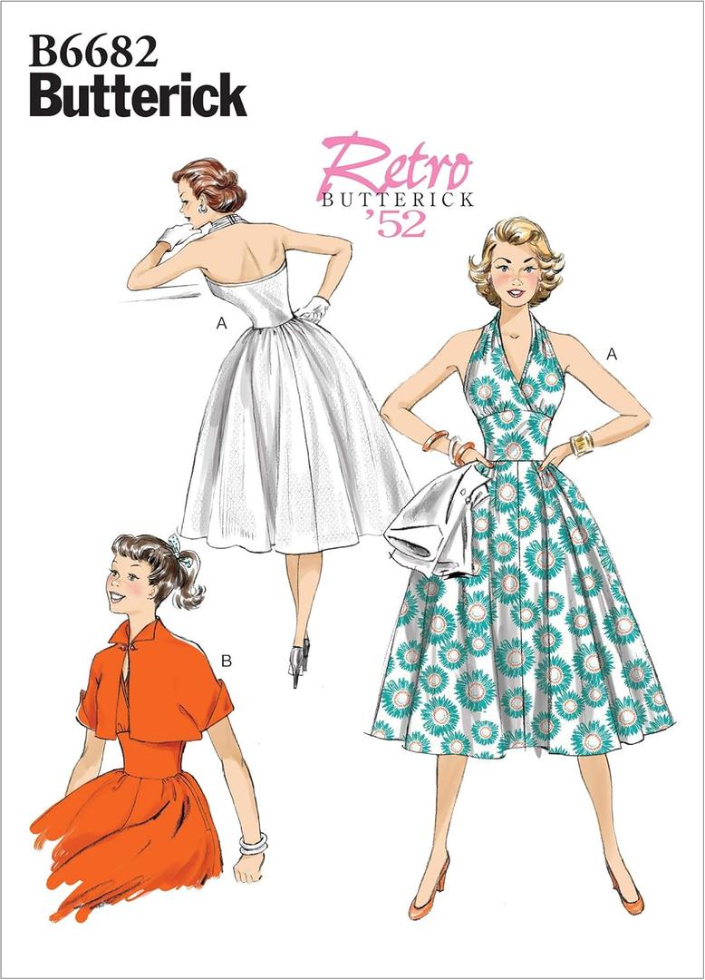 Butterick B6682A5 Women's Vintage Dress and Jacket Sewing Patterns, Sizes 6-14