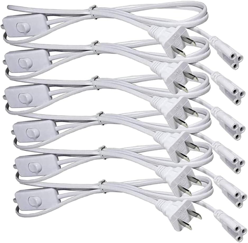 T5 T8 LED Tube Power Extension Cable with On/Off Switch,LED T5/T8 Light Tube Integrated LED Light Fixture Extension Cable Wire (6FT/1.8M) (6)