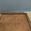 Large Square Ottoman Tray 24"x24", Wooden Ottoman Trays with Leather Handles, Rustic Decorative Storage Tray for Ottoman