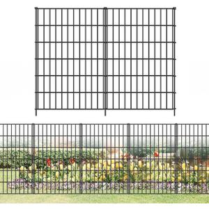 FOREHOGAR Metal Garden Fence 40in (H) x 23.3ft (L), 10 Panels + 11 Stakes Dog Fences Border Fence Animal Barrier, No Dig Garden Fencing for Yard Flower Bed Lawn Patio Outdoor, PIN402810 Black