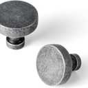 Goo-Ki 6pack Cabinet Knobs Antique Iron Drawer Knobs Zinc Alloy Kitchen Hardware - Weathered Nickel Single Hole/Screw Bar Cabinet Pulls Drawer Handles